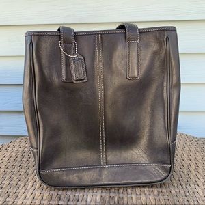 Coach Dark Brown/Black Leather Hampton Tote Bag